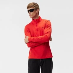J.Lindeberg J Lindeberg Luke Half Zip Mens Golf Mid Layer Fiery Red -Teepeg Shop AMJS09079 G135 11