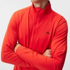 J.Lindeberg J Lindeberg Luke Half Zip Mens Golf Mid Layer Fiery Red -Teepeg Shop AMJS09079 G135 14
