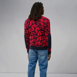 J.Lindeberg J Lindeberg Swirl Kniited Sweater Bridge Swirl Red -Teepeg Shop AMKW07004 G132 3 scaled 1
