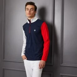 G/FORE Daytona Colour Block Mens Golf Mid Layer Twilight -Teepeg Shop G4MS23K126 SNO 11 scaled 1