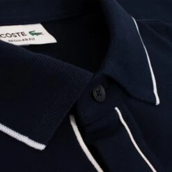 Mens Lacoste Paris Contrast Trim Polo Shirt Navy -Teepeg Shop PH8184 00 166 4