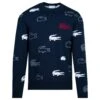 Lacoste Made In France Print Sweater Navy Blue/Flour