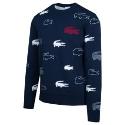 Lacoste Made In France Print Sweater Navy Blue/Flour -Teepeg Shop image334495458