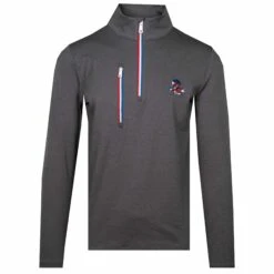 G/FORE Daytona Melange Tech Interlock Mens Golf Pullover Charcoal Heather Grey