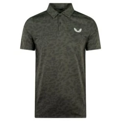 Castore Printed Mens Golf Polo Shirt Khaki