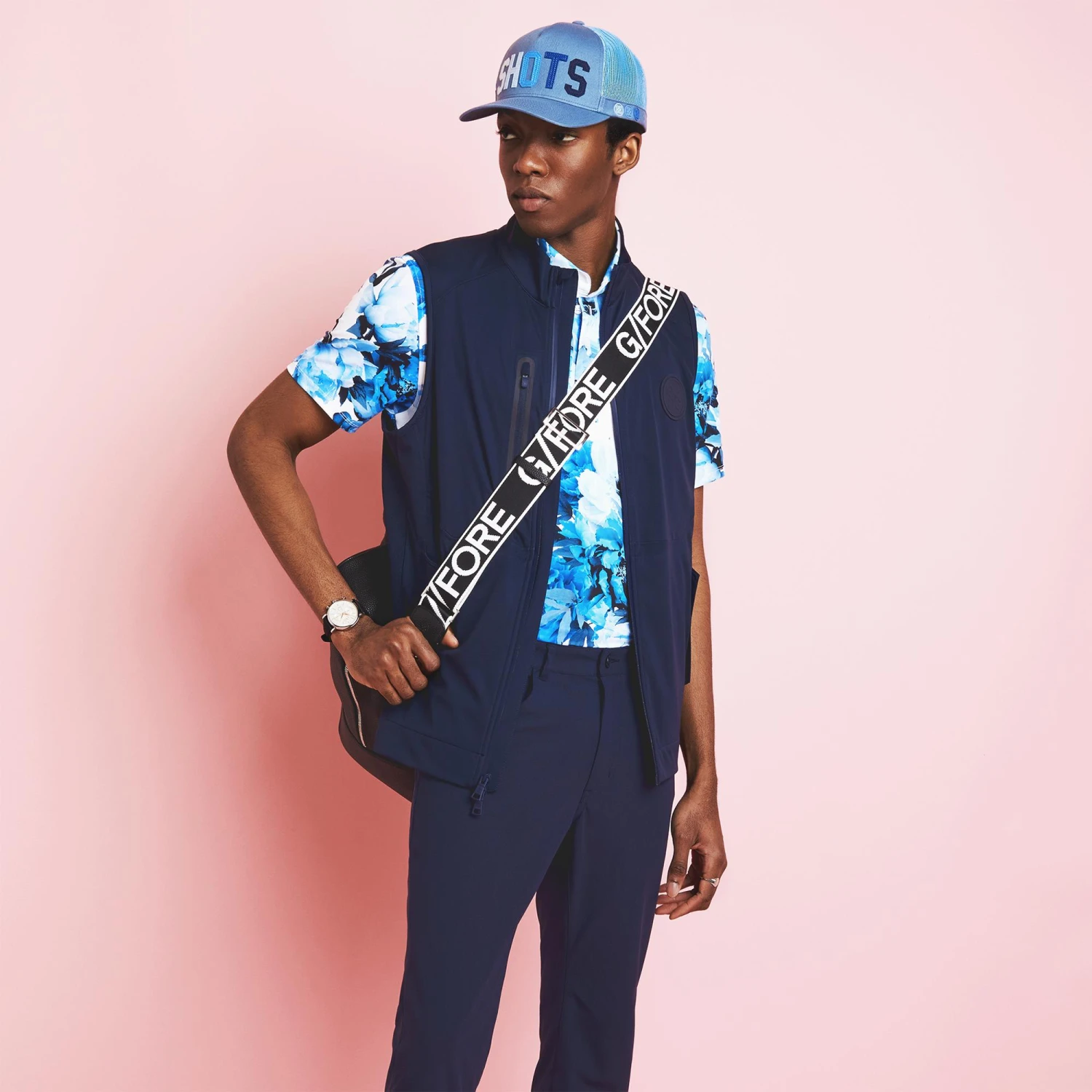 G/FORE Photo Floral Tech Jersy Mens Golf Polo Shirt Racer 2 G/FORE Photo Floral Tech Jersy Mens Golf Polo Shirt Racer - Image 2