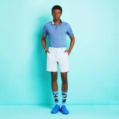 G/FORE Two Tone Collar Tech Pique Mens Golf Polo Shirt Slate -Teepeg Shop image396754167