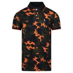 Psycho Bunny Plano Pique Camo Polo Shirt Cypress Green