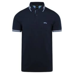 Boss Paul Curved Mens Polo Shirt Dark Blue