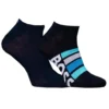 Boss Two Pack Ankle Sock Stripe Logo Dark Blue