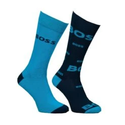 Boss Two Pack Combed Cotton Logo Sock Dark Blue