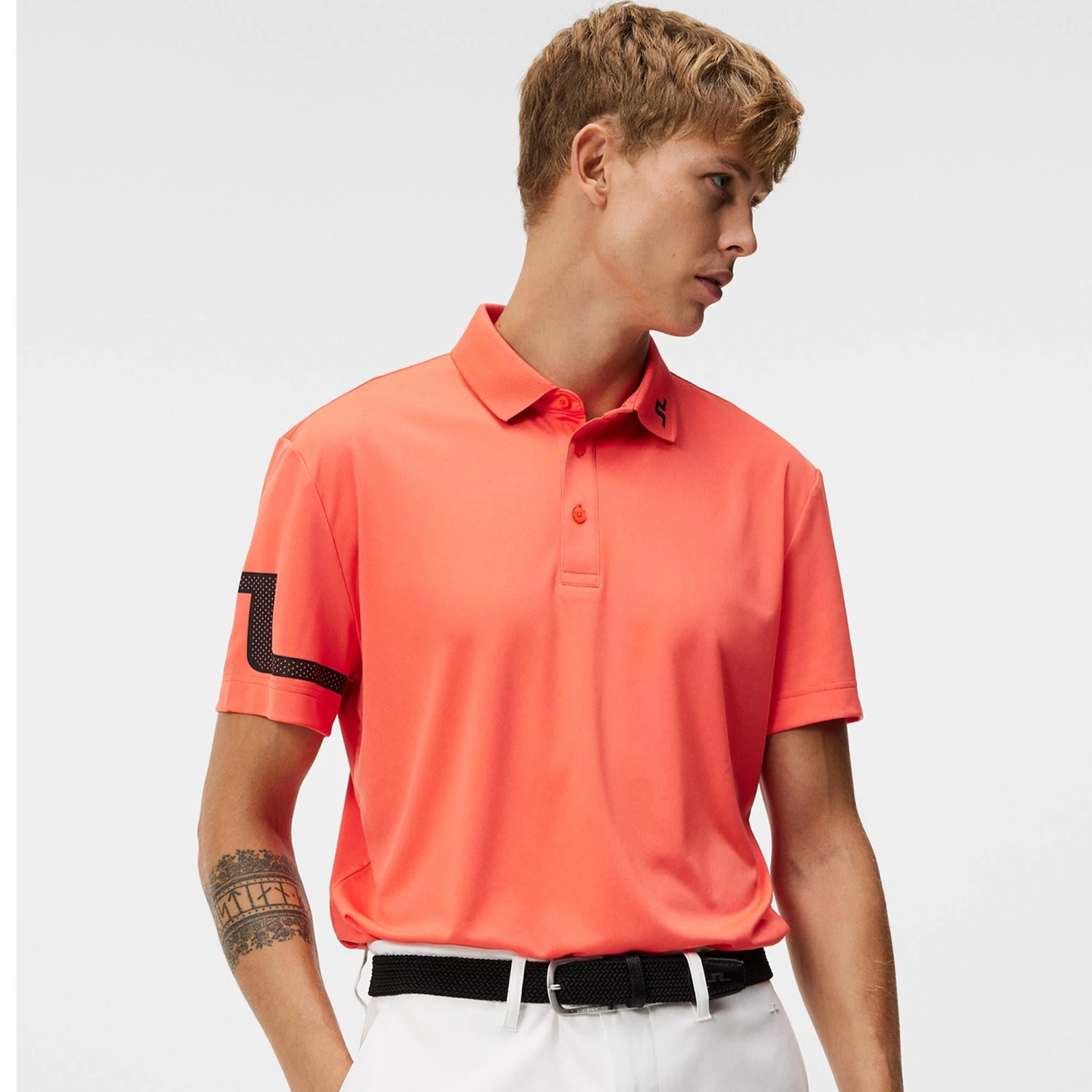 J.Lindeberg J Lindeberg Golf Heath Polo Shirt Hot Coral 16 J.Lindeberg J Lindeberg Golf Heath Polo Shirt Hot Coral - Image 16