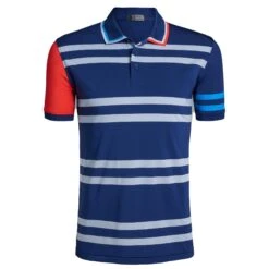G/FORE Variegated Stripe Tech Jersey Polo Shirt Blue Print -Teepeg Shop image408644372