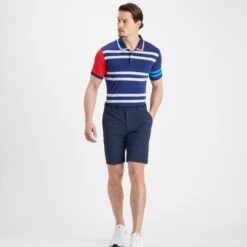 G/FORE Variegated Stripe Tech Jersey Polo Shirt Blue Print -Teepeg Shop image408644378