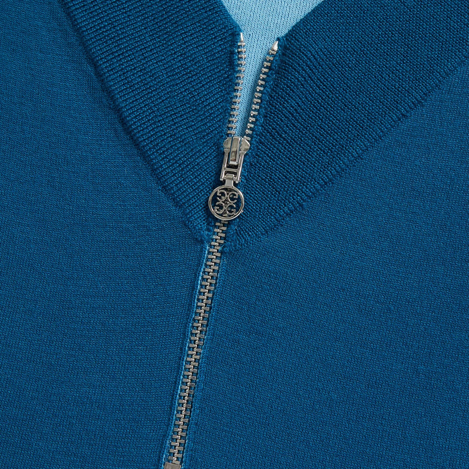 G/FORE V Neck Merino Quarter Zip Knitted Sweater Petrol 2 G/FORE V Neck Merino Quarter Zip Knitted Sweater Petrol - Image 2