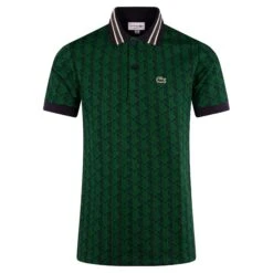 Mens Lacoste Monogram Motif Polo Shirt Green -Teepeg Shop image413529356