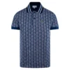 Mens Lacoste Monogram Motif Polo Shirt Navy