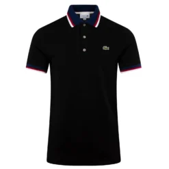 Mens Lacoste Contrast Colour Regular Fit Polo Shirt Black -Teepeg Shop image413534083