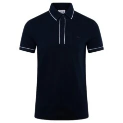 Mens Lacoste Paris Contrast Trim Polo Shirt Navy -Teepeg Shop image413534987