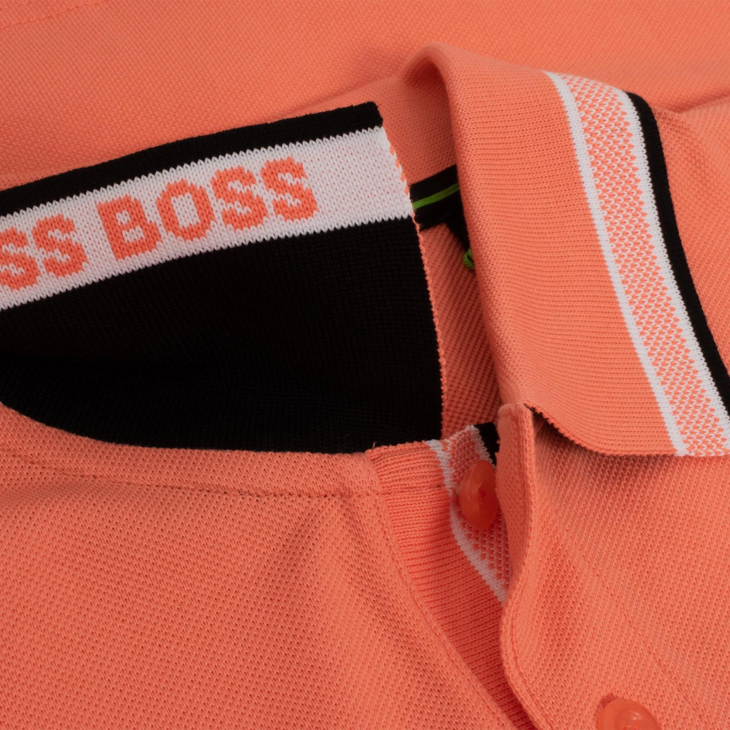 Boss Paddy Cotton Pique Mens Polo Shirt Pastel Orange 4 Boss Paddy Cotton Pique Mens Polo Shirt Pastel Orange - Image 4