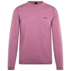 Boss Ever-X Cotton Blend Crew Neck Sweater Light Purple