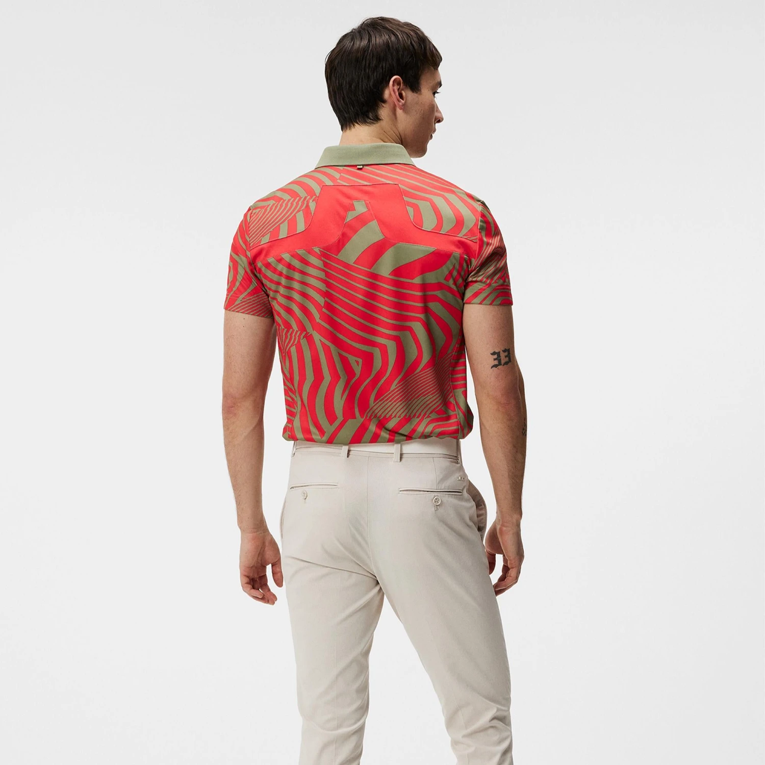 J.Lindeberg J Lindeberg KV Tour Print Mens Golf Polo Shirt Dazzle Wave Bitterwseet 9 J.Lindeberg J Lindeberg KV Tour Print Mens Golf Polo Shirt Dazzle Wave Bitterwseet - Image 9