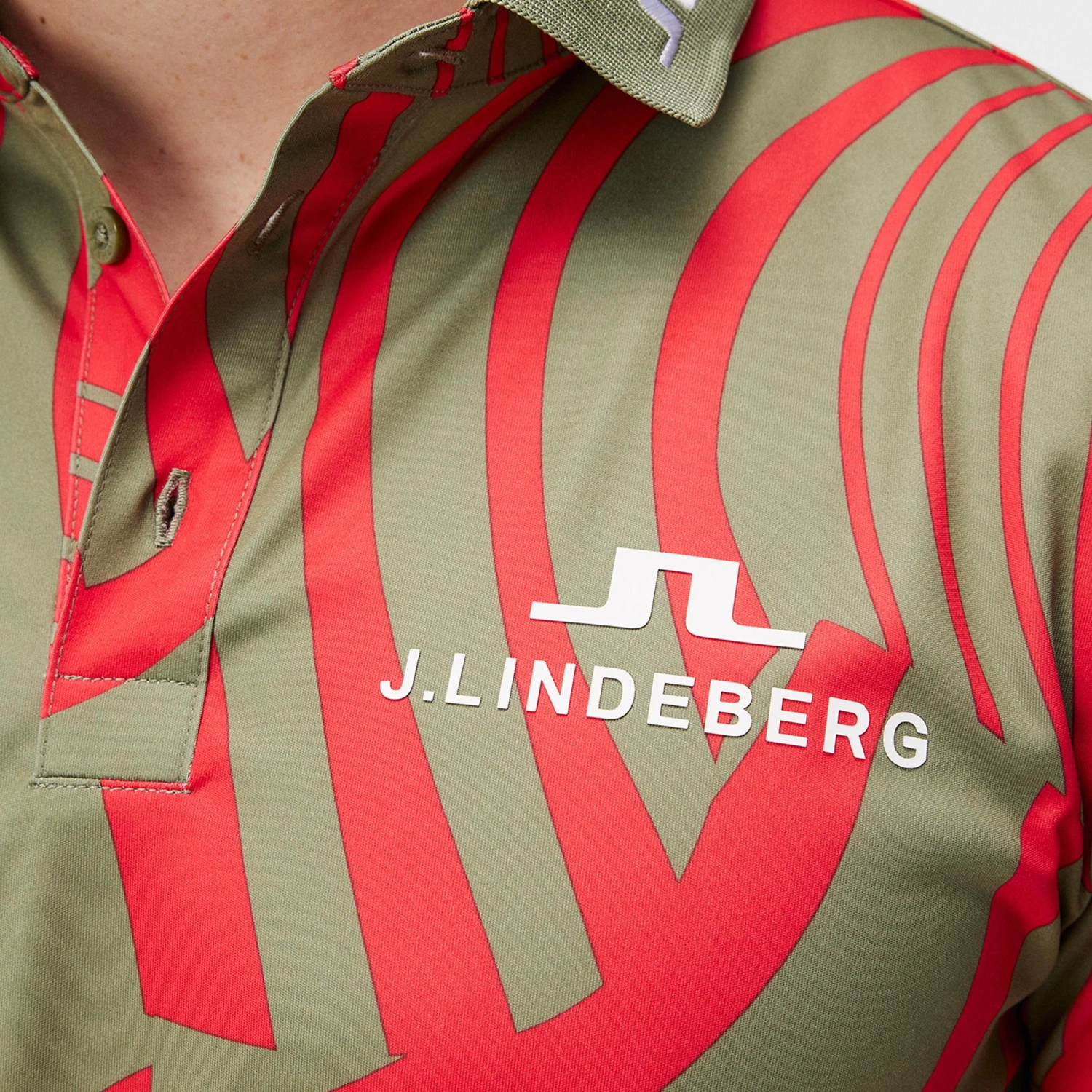 J.Lindeberg J Lindeberg KV Tour Print Mens Golf Polo Shirt Dazzle Wave Bitterwseet 10 J.Lindeberg J Lindeberg KV Tour Print Mens Golf Polo Shirt Dazzle Wave Bitterwseet - Image 10