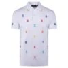 Psycho Bunny Bonham All Over Print Pique Polo Shirt White