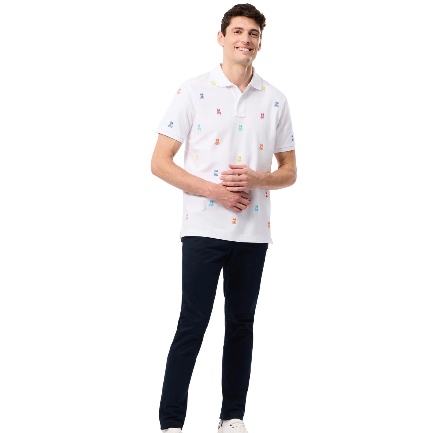 Psycho Bunny Bonham All Over Print Pique Polo Shirt White 6 Psycho Bunny Bonham All Over Print Pique Polo Shirt White - Image 6