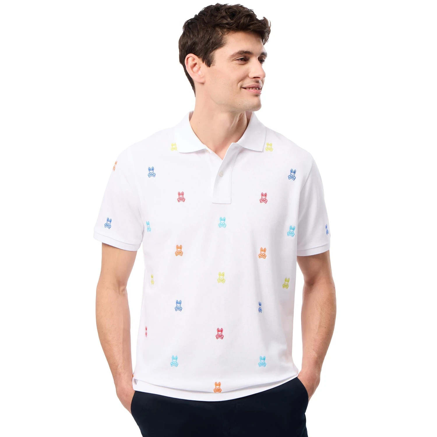 Psycho Bunny Bonham All Over Print Pique Polo Shirt White 17 Psycho Bunny Bonham All Over Print Pique Polo Shirt White - Image 17