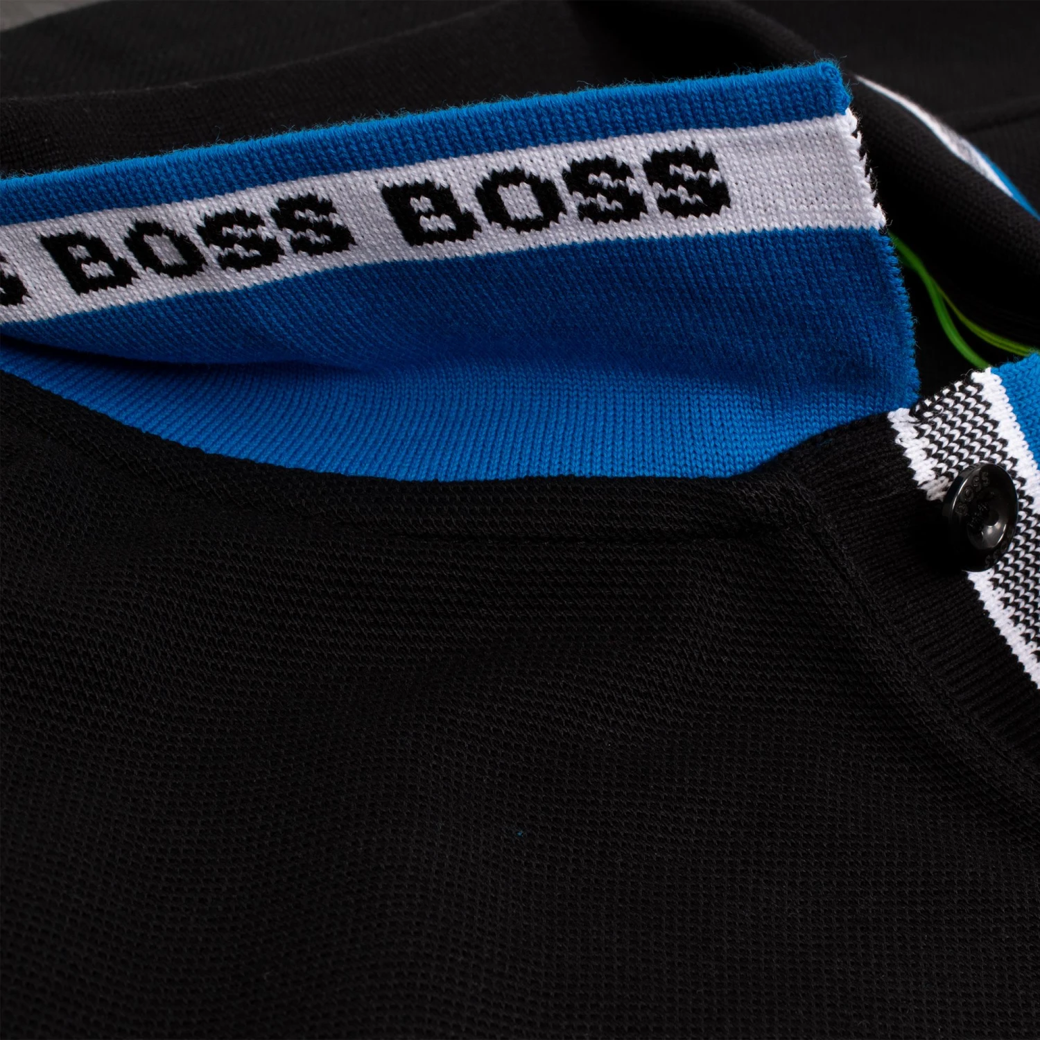 Boss Paddy Cotton Pique Mens Polo Shirt Black 16 Boss Paddy Cotton Pique Mens Polo Shirt Black - Image 16