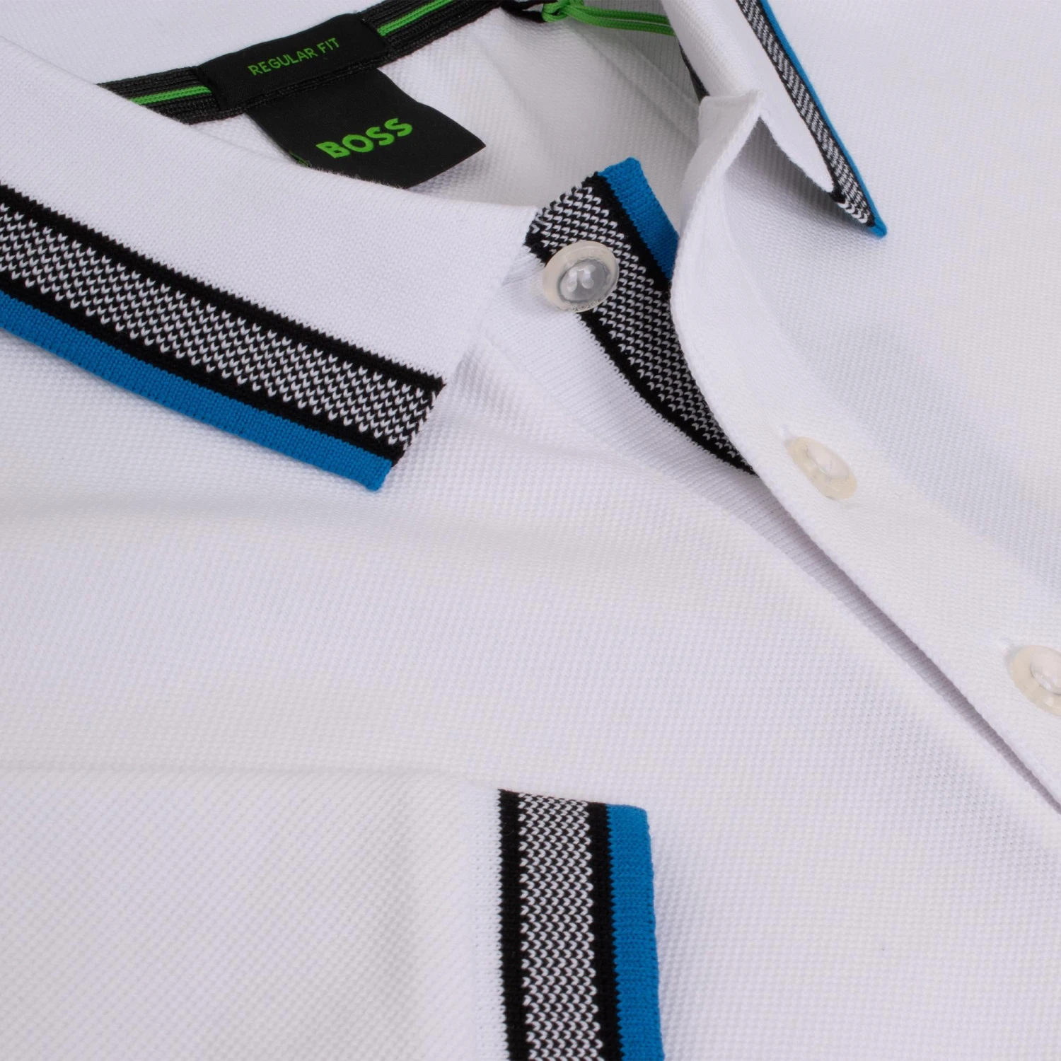 Boss Paddy Cotton Pique Mens Polo Shirt White 10 Boss Paddy Cotton Pique Mens Polo Shirt White - Image 10