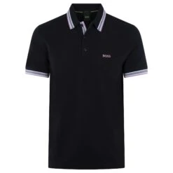Boss Paddy Cotton Pique Mens Polo Shirt Navy