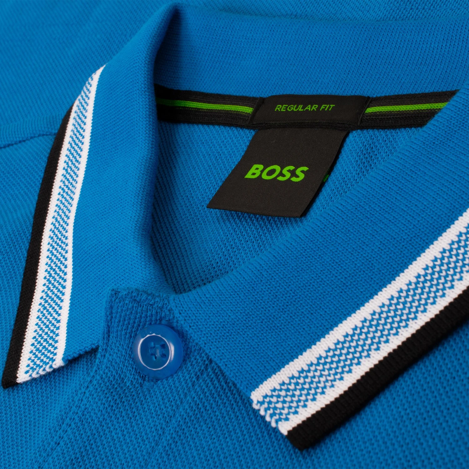 Boss Paddy Cotton Pique Mens Polo Shirt Open Blue 16 Boss Paddy Cotton Pique Mens Polo Shirt Open Blue - Image 16