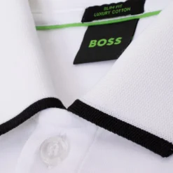Boss Paule Cotton Slim Fit Polo Shirt White -Teepeg Shop image430247369
