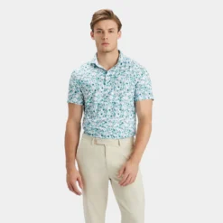 G/FORE Botanic Garden Tech Jersey Mens Golf Polo Shirt Mineral -Teepeg Shop image433005428