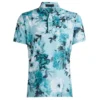 G/FORE Photo Floral Tech Jersey Mens Golf Polo Shirt Marine