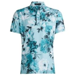 G/FORE Photo Floral Tech Jersey Mens Golf Polo Shirt Marine