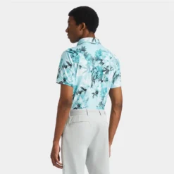 G/FORE Photo Floral Tech Jersey Mens Golf Polo Shirt Marine -Teepeg Shop image433006070