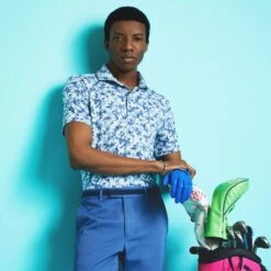 G/FORE Mapped Icon Camo Tech Jersey Mens Golf Polo FJORD -Teepeg Shop image433006695