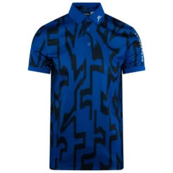 J.Lindeberg J Lindeberg Tour Tech Print Mens Golf Polo Shirt Glitch Bridge Blue -Teepeg Shop image433993686