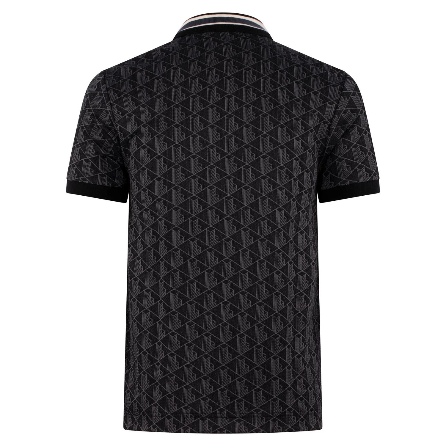 Mens Lacoste Monogram Motif Polo Shirt Black 2 Mens Lacoste Monogram Motif Polo Shirt Black - Image 2