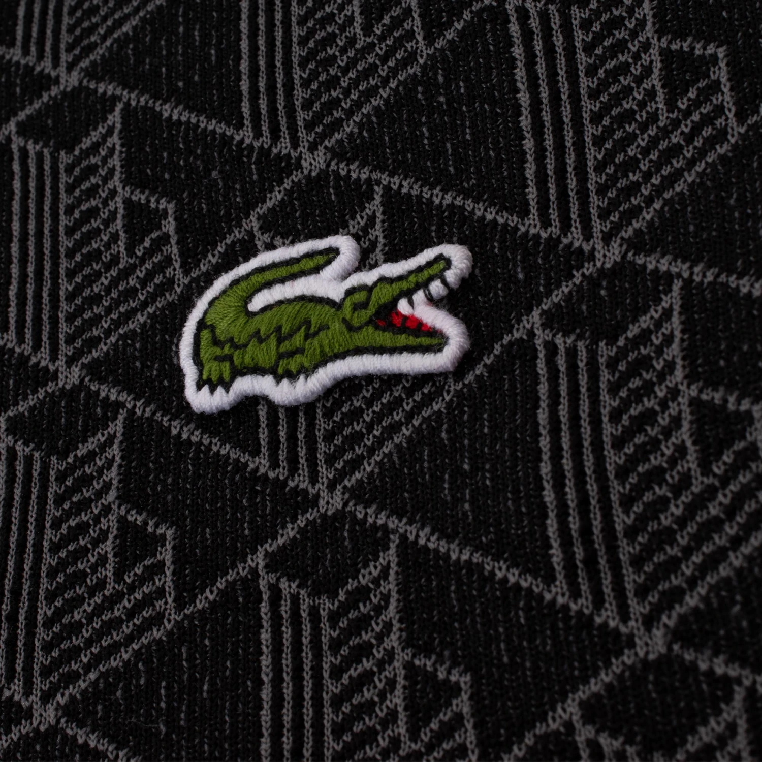 Mens Lacoste Monogram Motif Polo Shirt Black 5 Mens Lacoste Monogram Motif Polo Shirt Black - Image 5