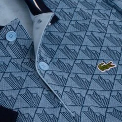 Mens Lacoste Monogram Motif Polo Shirt Blue -Teepeg Shop image435912177