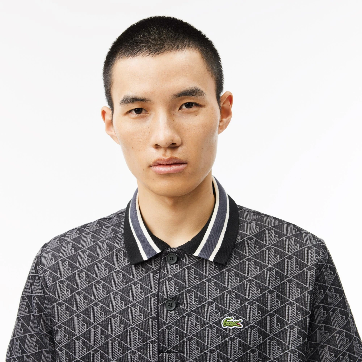 Mens Lacoste Monogram Motif Polo Shirt Black 9 Mens Lacoste Monogram Motif Polo Shirt Black - Image 9