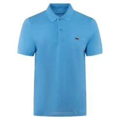 Mens Lacoste Poly Cotton Polo Shirt Blue