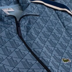 Mens Lacoste Paris Jacquard Monogram Zipped Sweatshirt Light Blue/Blue -Teepeg Shop image435918167