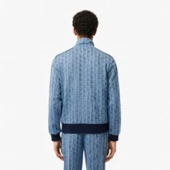 Mens Lacoste Paris Jacquard Monogram Zipped Sweatshirt Light Blue/Blue -Teepeg Shop image435918177