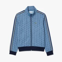 Mens Lacoste Paris Jacquard Monogram Zipped Sweatshirt Light Blue/Blue -Teepeg Shop image435918181