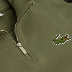 Lacoste Loose Fit Zip Neck Mens Sweater Khaki Green -Teepeg Shop image443182923